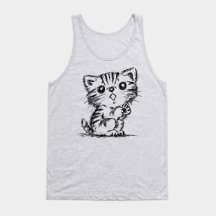Black and White Sketch of an American Shorthair Tank Top